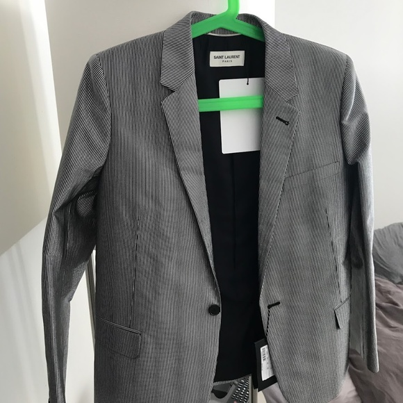 SAINT LAURENT Silk-Blend Metallic BLAZER w/TAGS - Picture 5 of 6